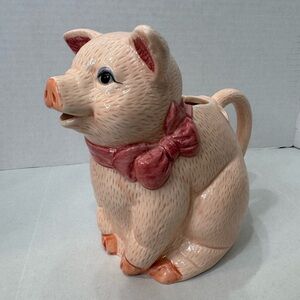 Whimsical Pink Pig Teapot with Pink Accents